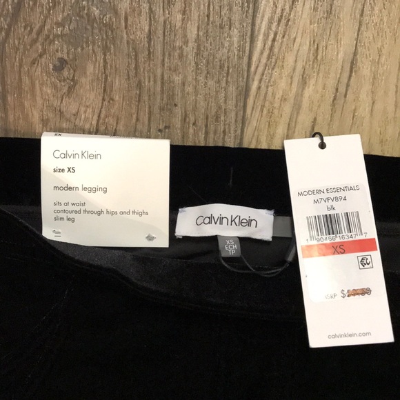NWT CALVIN KLEIN X-SMALL MODERN VELVET LEGGING - Picture 2 of 7